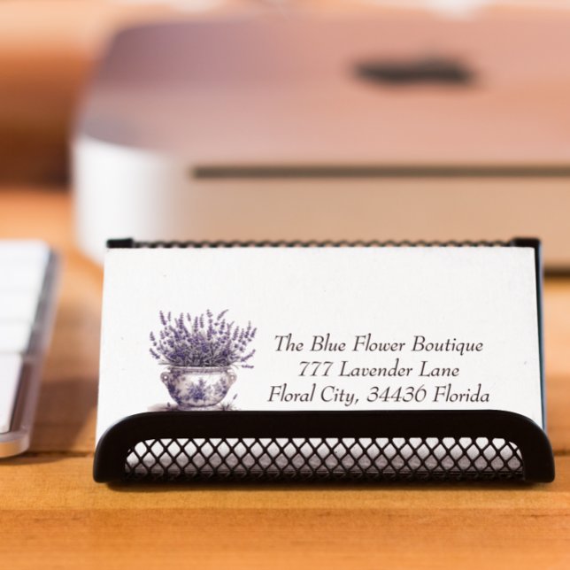 Lavender in Delft Blue, customisable  Magnetic Business Card (Creator Uploaded)