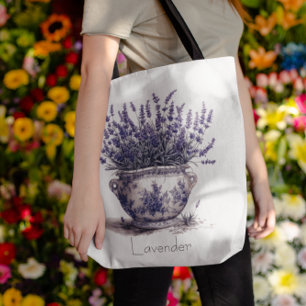 Lavender in Delft Blue, customisable Tote Bag