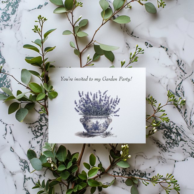 Lavender in Delft Blue  Invitation Postcard (Creator Uploaded)