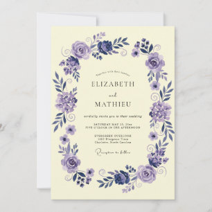 Lavender Indigo Petal Wedding Invitation