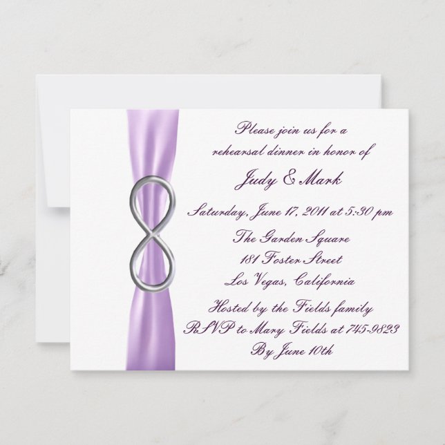 Lavender Infinity Rehearsal Dinner Invitation (Front)