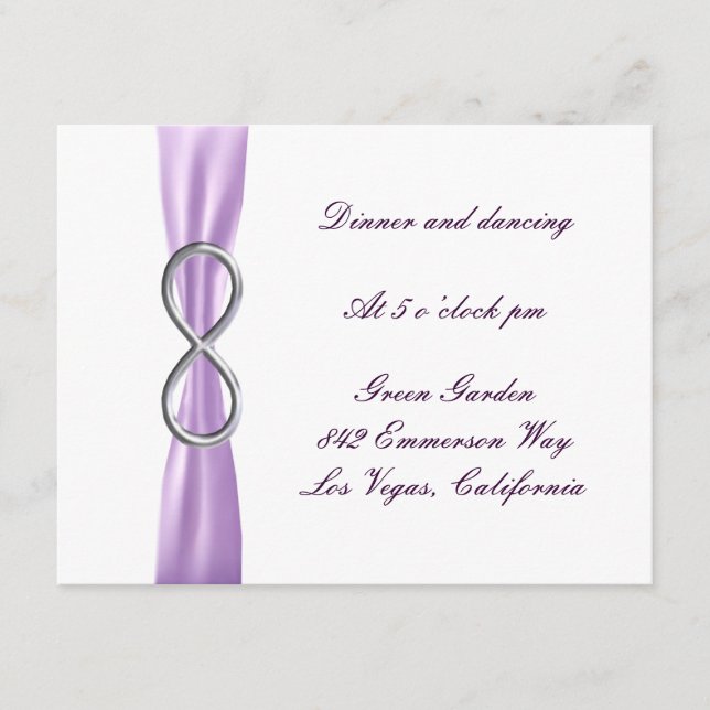 Lavender Infinity Wedding Reception Card (Front)