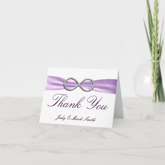 Lavender Infinity Wedding Thank You Card (Front)