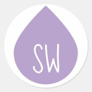 Lavender Initial Essential Oil Drop Product Classic Round Sticker