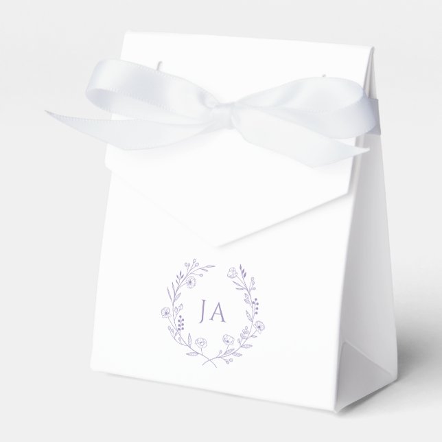 Lavender Initials Wedding Favour Box (Front Side)
