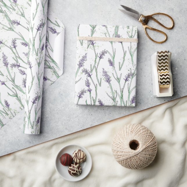 Lavender ink and watercolor Wrapping Paper (Crafts)