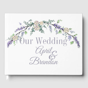 Lavender Ivory Rose and Eucalyptus Guest Book