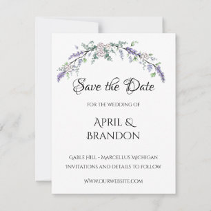 Lavender Ivory Rose and Eucalyptus Save The Date