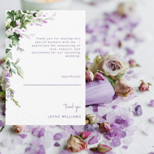 Lavender & Ivy Message Wedding Shower Thank You  Card