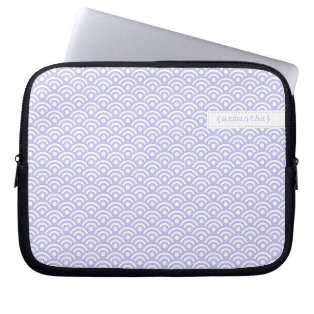 Lavender Japanese Seigaiha Pattern Laptop Sleeve (Front)