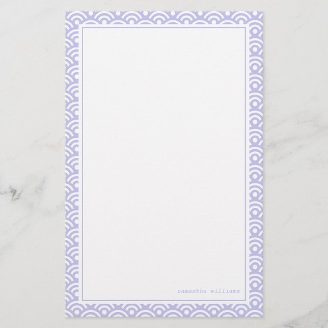 Lavender Japanese Seigaiha Pattern Stationery (Front)