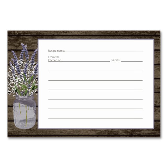 Lavender Jar Rustic Recipe Card (Front)