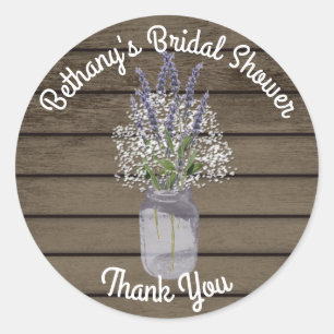 Lavender Jar with Baby's Breath Classic Round Sticker