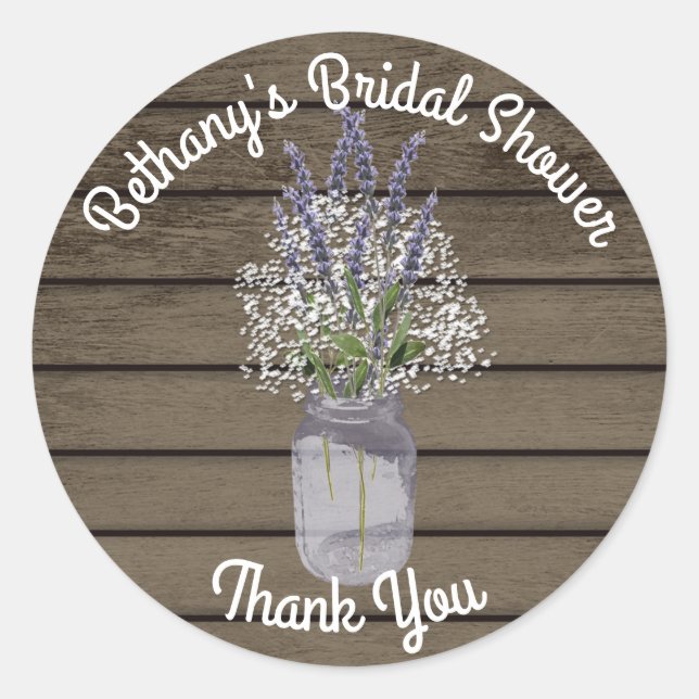 Lavender Jar with Baby's Breath Classic Round Sticker (Front)
