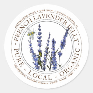 LAVENDER JELLY LABEL with lavender and honeybee