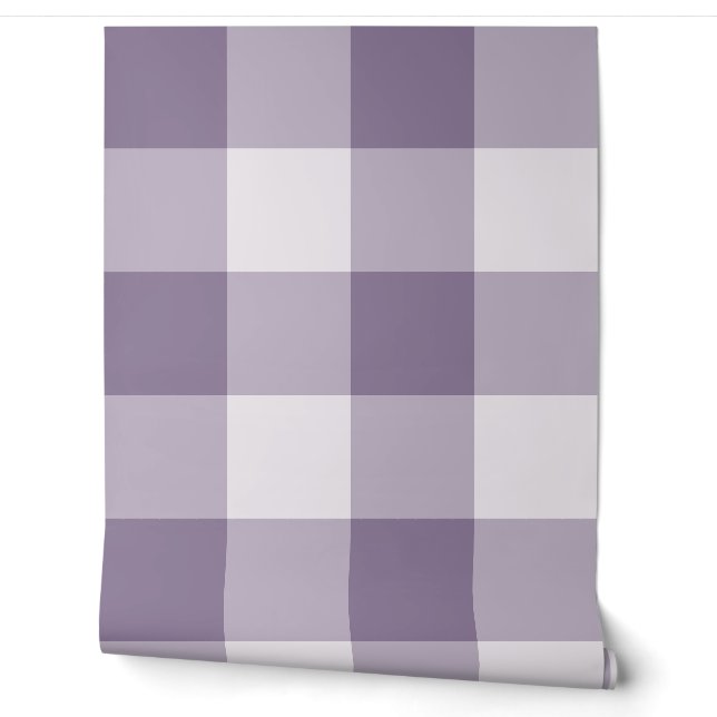 Lavender Jumbo Chequered Gingham Wallpaper (Unrolling)
