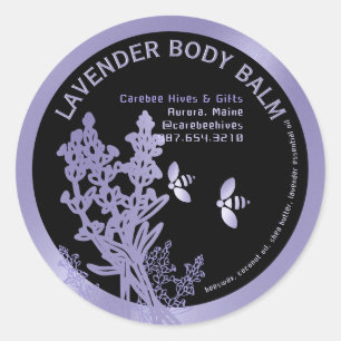 Lavender Label for Body Balm flowers and bees