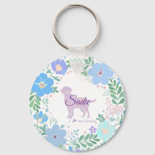 Lavender Labrador Retriever - Custom Photo & Name Key Ring