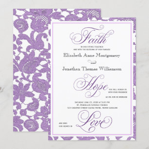 Lavender Lace Christian Wedding Invitation