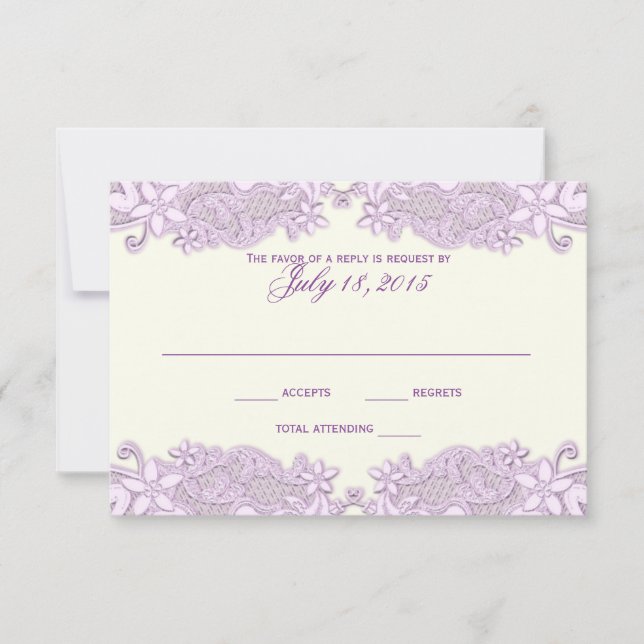 Lavender Lace Country Floral Response Card (Front)