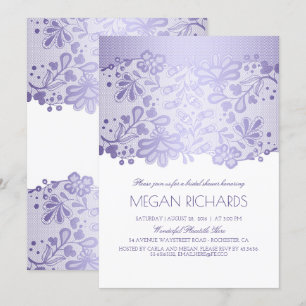Lavender Lace Elegant Vintage White Bridal Shower Invitation