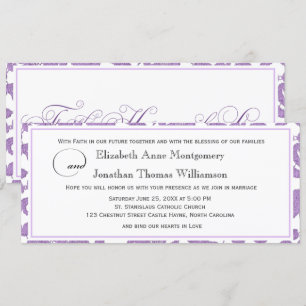 Lavender Lace Faith Hope Love Horizontal Wedding Invitation