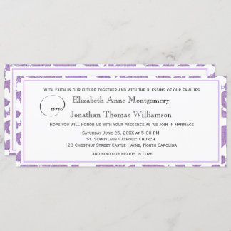 Lavender Lace Faith Hope Love Horizontal Wedding Invitation