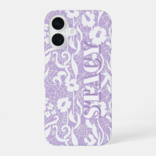 Lavender Lace Floral Personalised Name iPhone Case