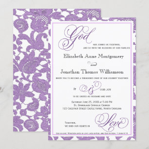 Lavender Lace Religious Wedding Invitation