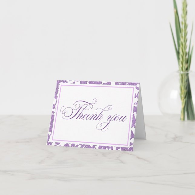 Lavender Lace Thank You Blank Card (Front)