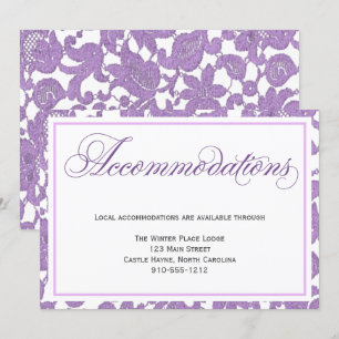 Lavender Lace Wedding Accommodations Card
