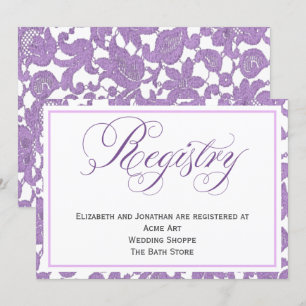 Lavender Lace Wedding Registry Enclosure Card