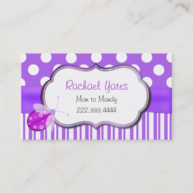 Lavender Ladybug Mummy Play Date Card (Front)