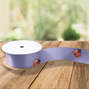 Lavender Ladybug Satin Ribbon