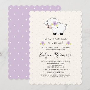 Lavender Lamb Baby Shower Invitations