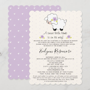 Lavender Lamb Drive By Baby Shower Invitations