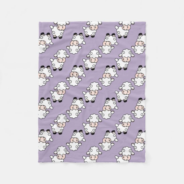 Lavender Lamb Sheep Fleece Blanket (Front)