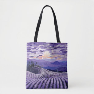 Lavender Landscape Art Decor Paint Tote Bag