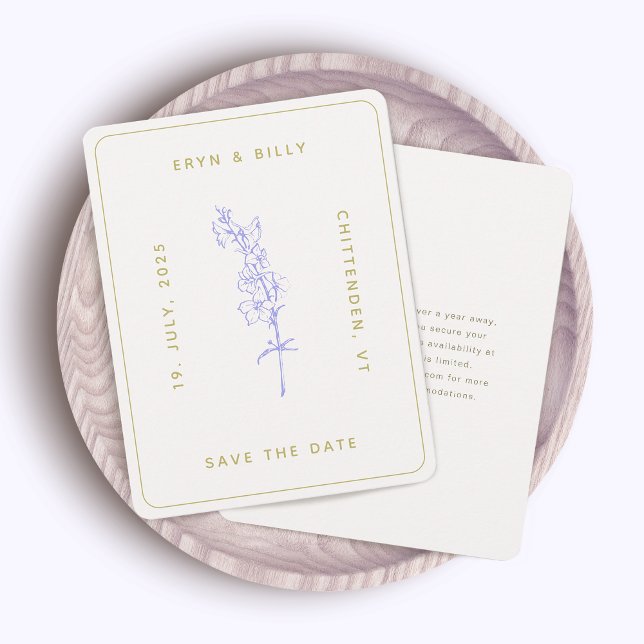 Lavender Larkspur Floral Save the Date Invitation (Creator Uploaded)