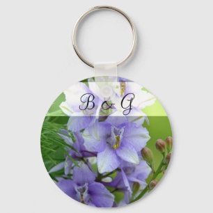 Lavender Larkspur Wedding Key Ring