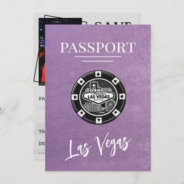 Lavender Las Vegas Passport Save The Date (Front/Back)