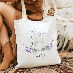 Lavender Laurel Matron of Honor Wedding  Tote Bag