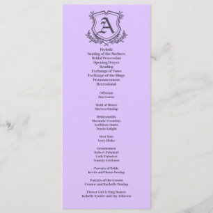 Lavender Leaf and Floral Monogram Wedding Programme