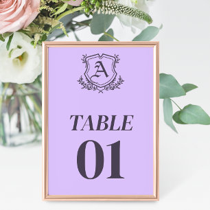 Lavender Leaf and Floral Wedding Table Card
