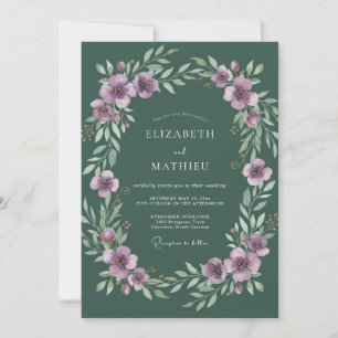 Lavender Leafy Hunter Wedding Invitation