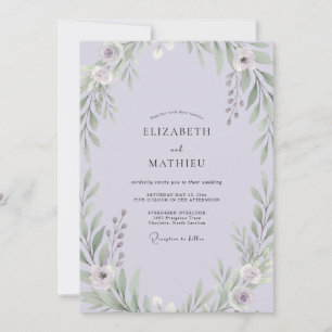 Lavender Leafy Wedding Invitation