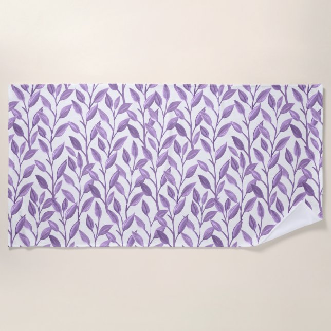 Lavender Leaves Beach Towel (Front)