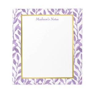 Lavender Leaves Personalised Notepad