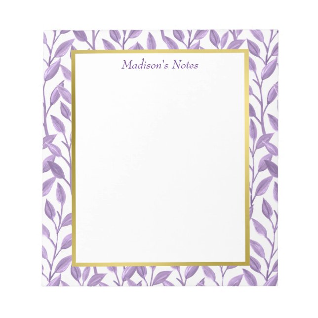 Lavender Leaves | Personalised Notepad (Front)