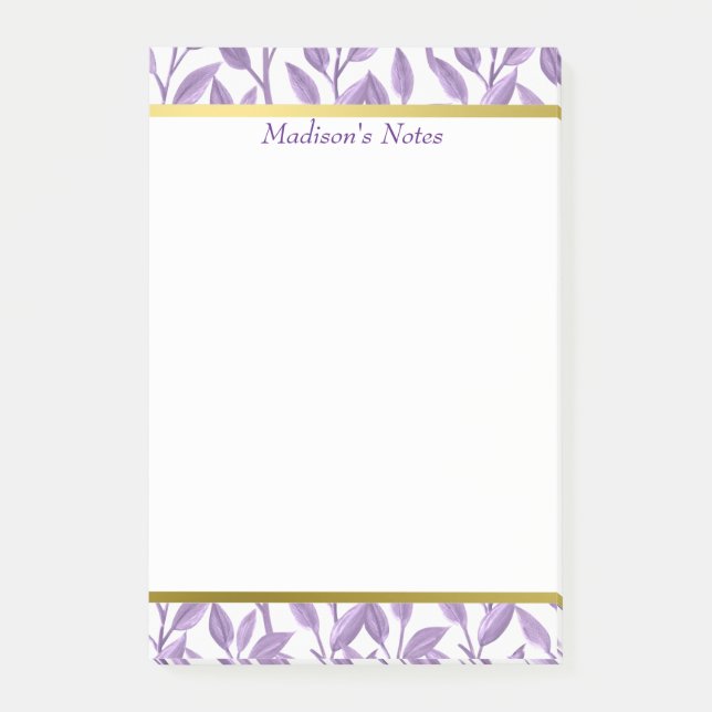 Lavender Leaves | Personalised Post-it Notes (Front)